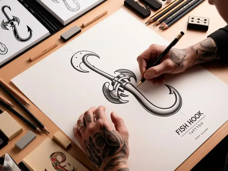 fish hook tattoo